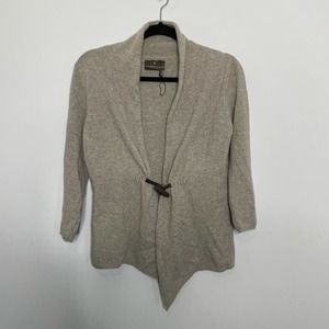 Fenn Wright Mason 100% 2 Ply Cashmere Cardigan Sweater Knitted Brown Size M